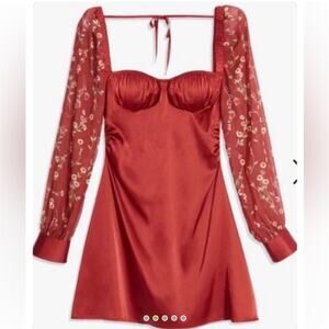 NWT Danielle Bernstein by WEWOREWHAT Puff Sleeve Mini Dress Romantic Sz 14  $99